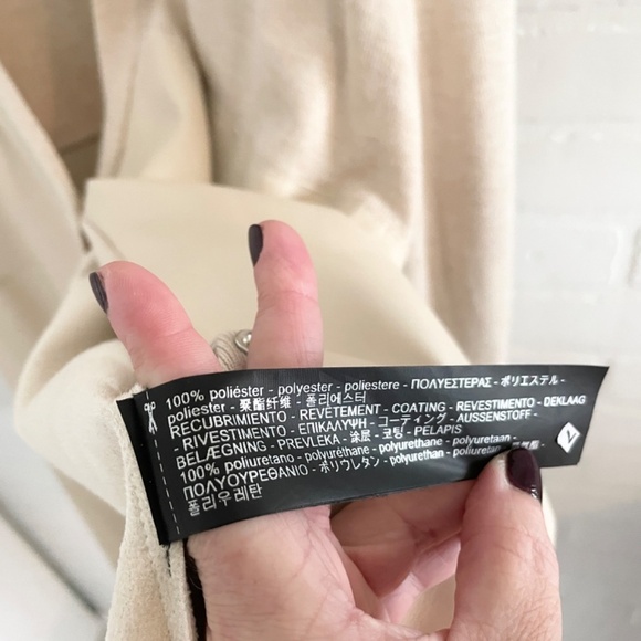 Zara Women’s Knit Sweater Cardigan Snaps Vegan leather pockets Cream XL Overs. - Picture 9 of 12